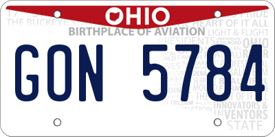 OH license plate GON5784