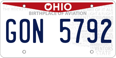 OH license plate GON5792