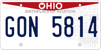 OH license plate GON5814