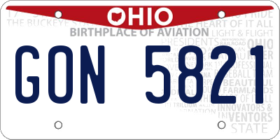 OH license plate GON5821