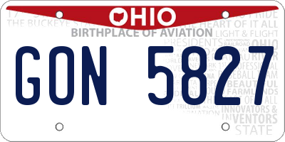 OH license plate GON5827