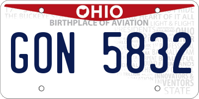 OH license plate GON5832