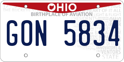 OH license plate GON5834