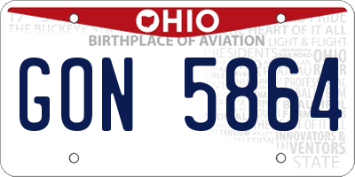 OH license plate GON5864