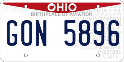OH license plate GON5896