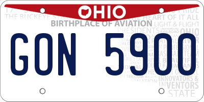 OH license plate GON5900