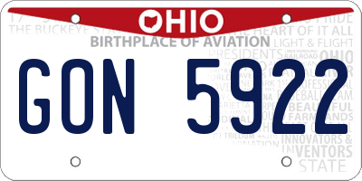 OH license plate GON5922