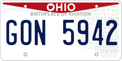 OH license plate GON5942