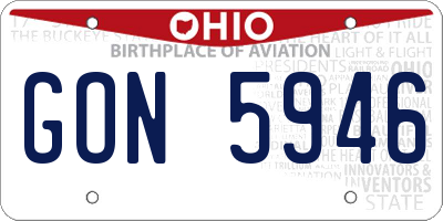 OH license plate GON5946