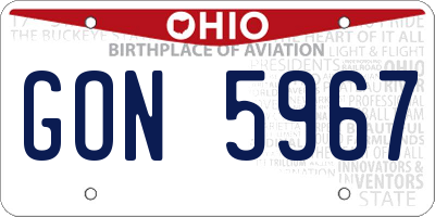 OH license plate GON5967