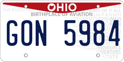 OH license plate GON5984
