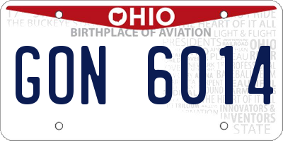 OH license plate GON6014