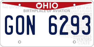 OH license plate GON6293
