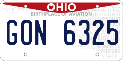 OH license plate GON6325