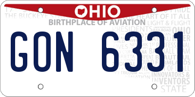 OH license plate GON6331