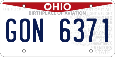 OH license plate GON6371