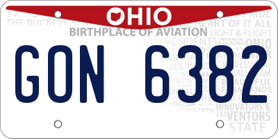 OH license plate GON6382