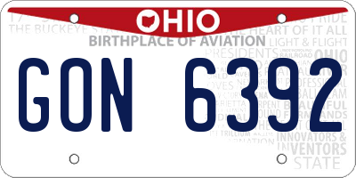 OH license plate GON6392
