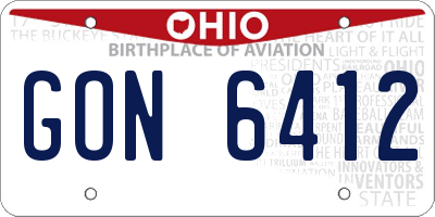 OH license plate GON6412