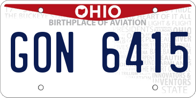 OH license plate GON6415