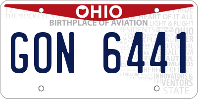 OH license plate GON6441