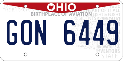 OH license plate GON6449