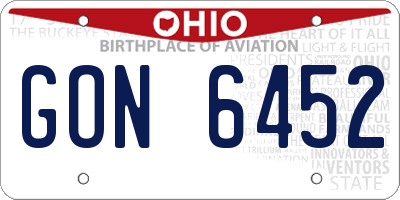 OH license plate GON6452