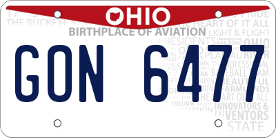 OH license plate GON6477