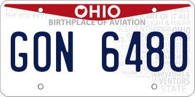 OH license plate GON6480