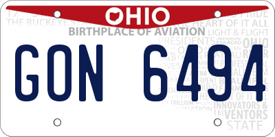 OH license plate GON6494