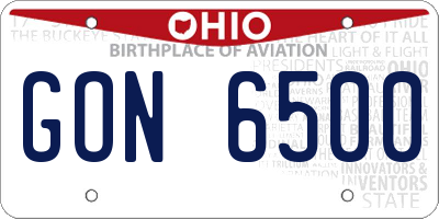 OH license plate GON6500
