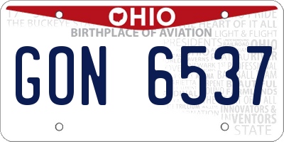 OH license plate GON6537