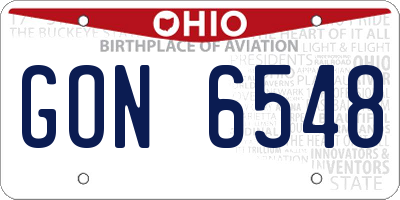 OH license plate GON6548