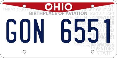 OH license plate GON6551