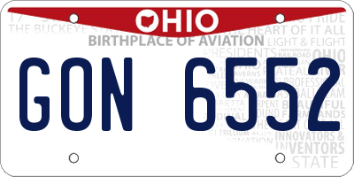 OH license plate GON6552