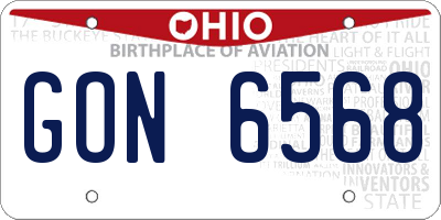 OH license plate GON6568