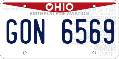 OH license plate GON6569