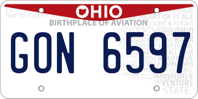 OH license plate GON6597