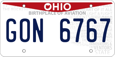 OH license plate GON6767