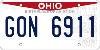 OH license plate GON6911