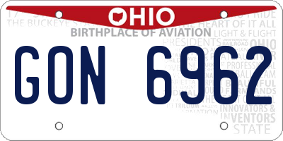 OH license plate GON6962