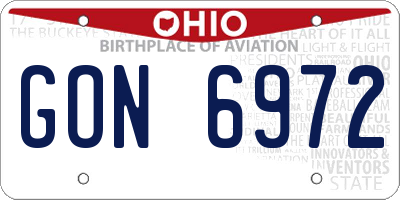 OH license plate GON6972