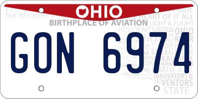 OH license plate GON6974