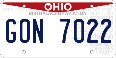 OH license plate GON7022