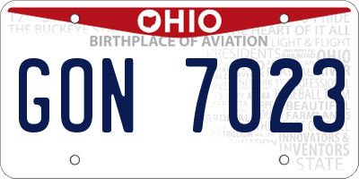 OH license plate GON7023