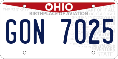 OH license plate GON7025
