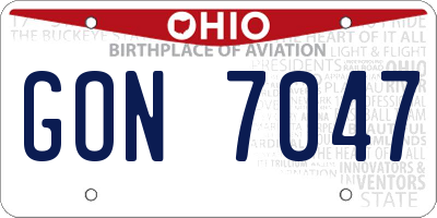 OH license plate GON7047