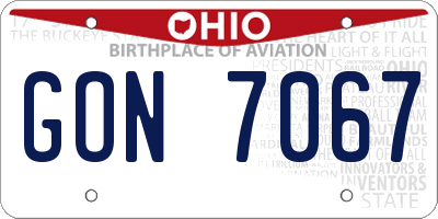 OH license plate GON7067