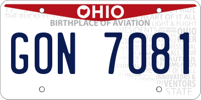 OH license plate GON7081
