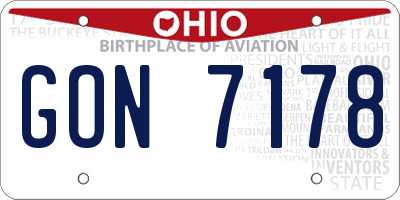 OH license plate GON7178